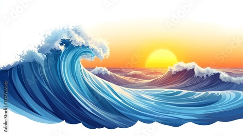 DesignCreativity Vector Design View Beach Waves Tropical photo