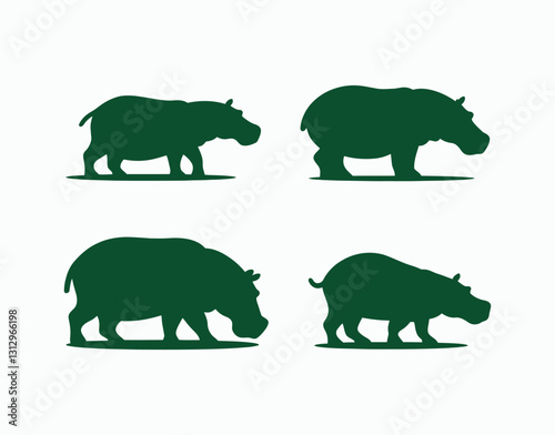 Abstract Hippo Silhouette EPS Vector Template Design
