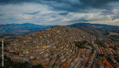 Wallpaper Mural A drone perspective of the landmark hilltop town of Gangi in central Sicily. August 2024. Aerial panoramic picture. Torontodigital.ca