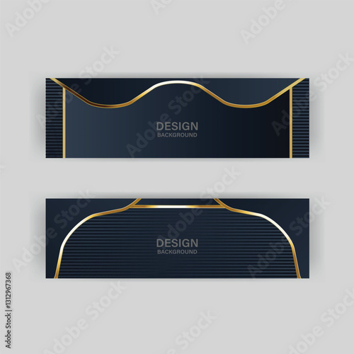 Elegant gold-accented dark banners on grey