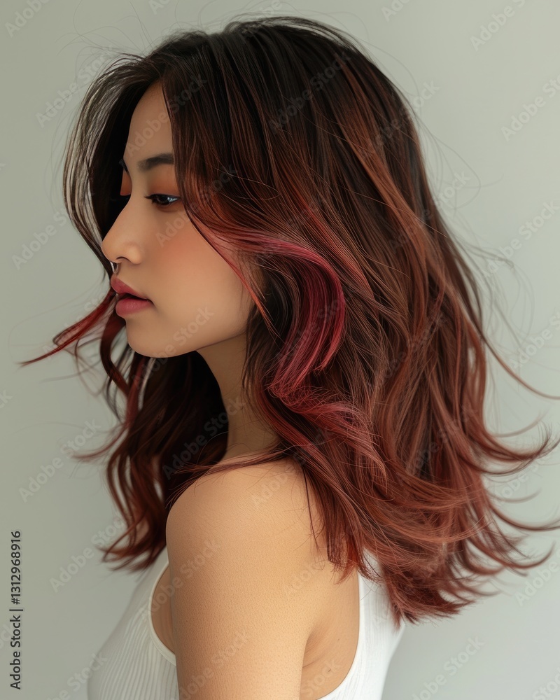 Naklejka premium background of women fashion with beautiful wavy haircuts creates the elegance of girl Generate AI