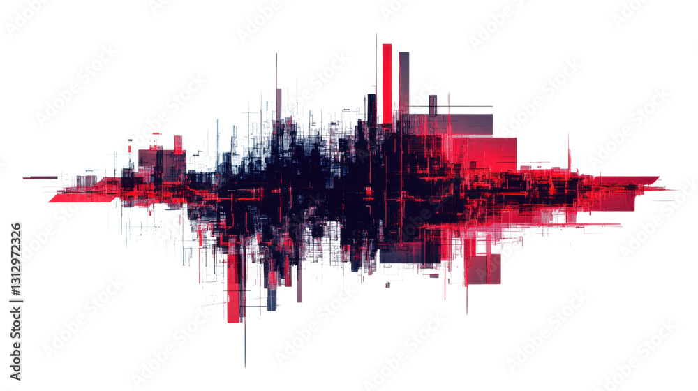 Obraz premium Abstract glitch art representing a futuristic cityscape with transparent background