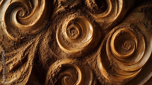 Detailed Wood Carvings: a captivating macro shot highlights intricate swirls of wooden details, revealing the artistry and craftsmanship behind nature's material. 