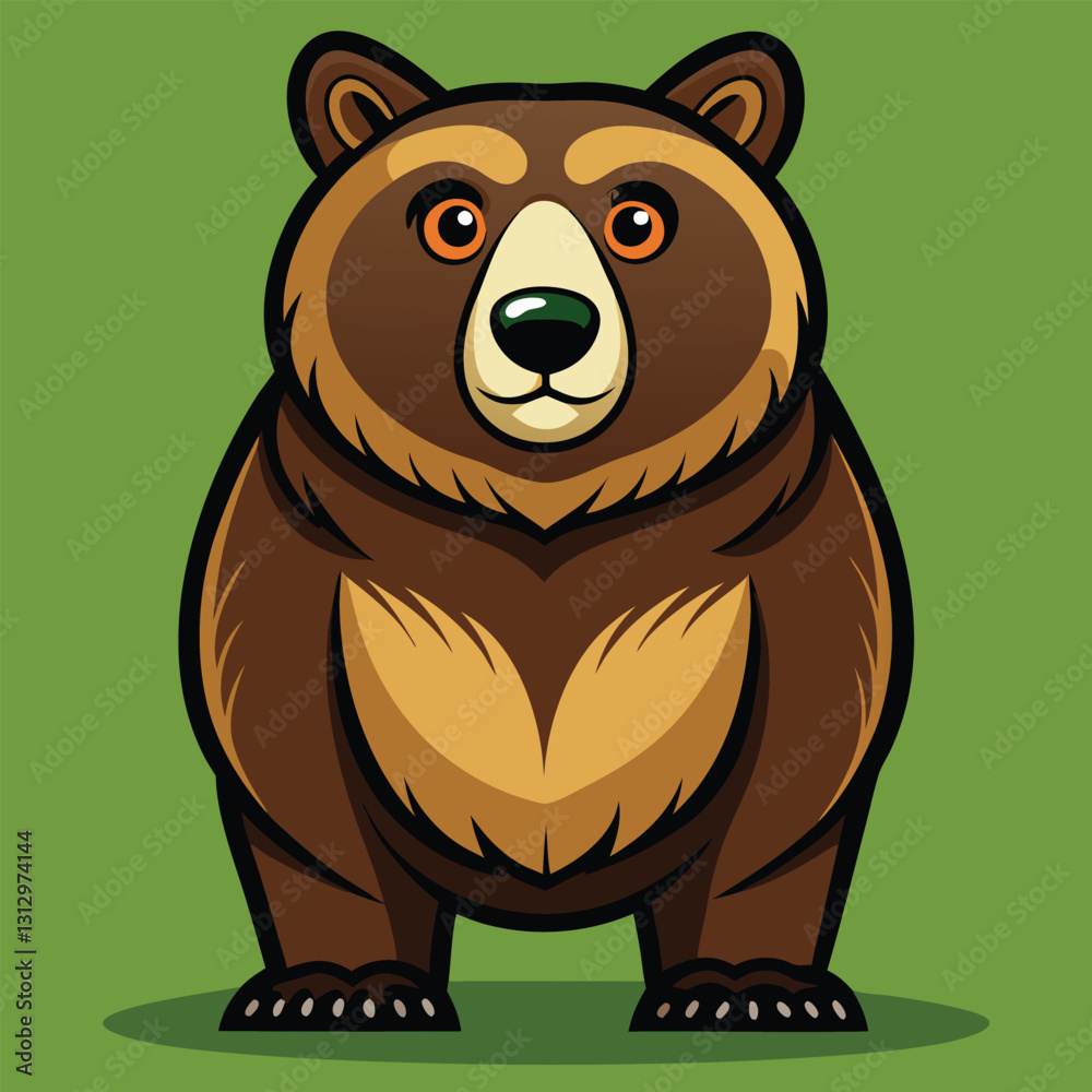 Fototapeta premium Cute brown bear cartoon character, a cheerful mammal illustration