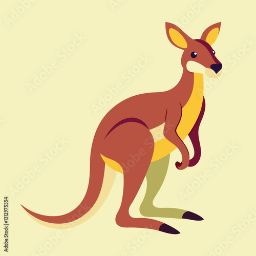Cartoon kangaroo vector illustration of a happy mother with her cute baby, isolated on white