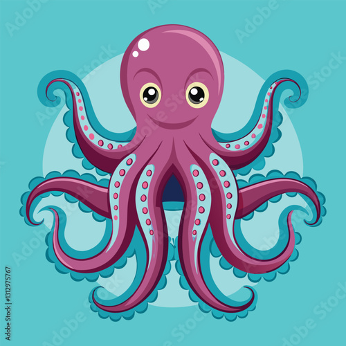 cartoon illustration of an octopus and a fish in an ocean pattern