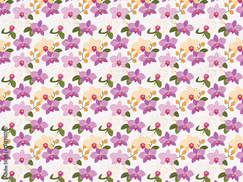 vector illustration of a seamless pattern of orchid flowers