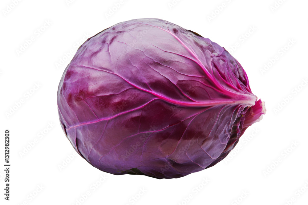 Fototapeta premium Large purple cabbage is sitting on a white background, isolated