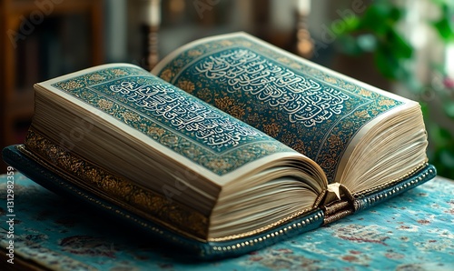 Ornate Open Book With Golden Detailing