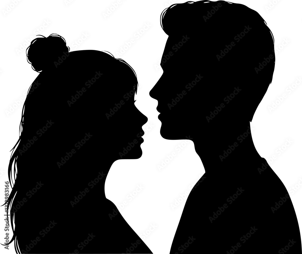 vector set, Vector illustration of silhouette man and woman portrait in profile. Male and female head on a white background side view.
vector set, Vector illustration of silhouette man and woman portrait in profile. Male and female head on a white background side view.