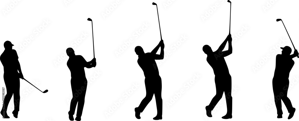 Obraz premium Golf player silhouette vector. on white background. vector illustration design. 