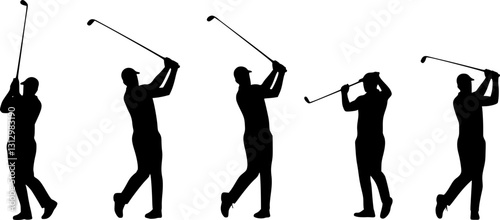 Golf player silhouette vector. on white background. vector illustration design.
