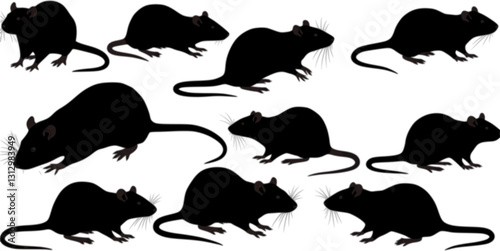 vector set, Silhouettes of rats
