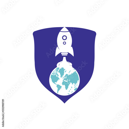 Globe rocket vector logo design template. Fast connect logo concept.