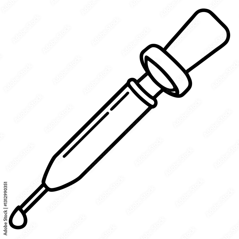 Fototapeta premium Minimalist Micropipette Drawing Vector | Line Art, Clipart & Cartoon Illustration, Minimalist micropipette vector illustration, perfect for clipart, cartoons, and line art designs.