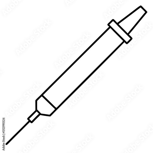 Minimalist Micropipette Drawing Vector | Line Art, Clipart & Cartoon Illustration, Minimalist micropipette vector illustration, perfect for clipart, cartoons, and line art designs.