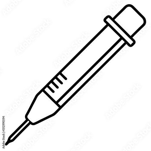 Minimalist Micropipette Drawing Vector | Line Art, Clipart & Cartoon Illustration, Minimalist micropipette vector illustration, perfect for clipart, cartoons, and line art designs.