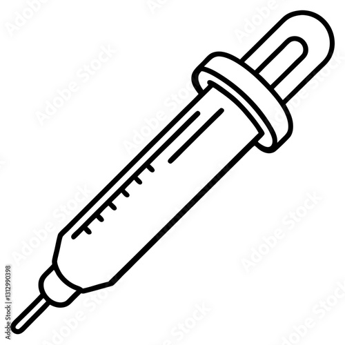 Minimalist Micropipette Drawing Vector | Line Art, Clipart & Cartoon Illustration, Minimalist micropipette vector illustration, perfect for clipart, cartoons, and line art designs.