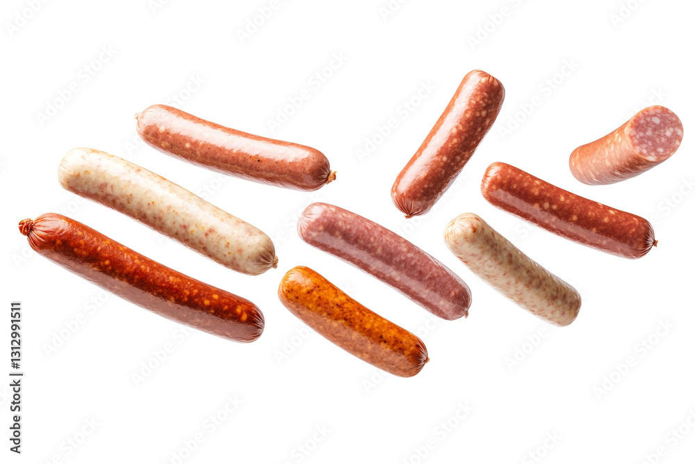 Row of hot dogs with different toppings, isolated Row of hot dogs with different toppings, isolated