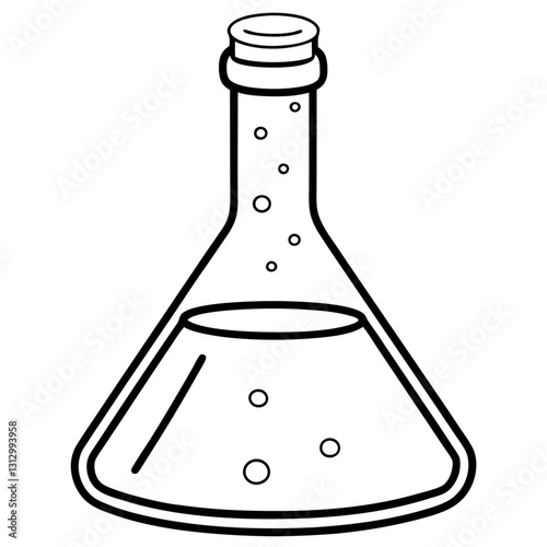 Minimalist Line Drawing of Erlenmeyer Flask – Vector Illustration, Clipart & Line Art, Minimalist line art of an Erlenmeyer flask – perfect for science-themed vector designs & clipart.