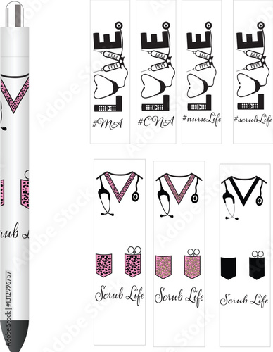 Glitter pen wrap Designs, police, flower, sunflower, leopard, coffee, dogs paw, leaf, animals, fruits, firefighter, nurse, scrub life, medical, pen card template, schoo,teeacher, apple, turtles