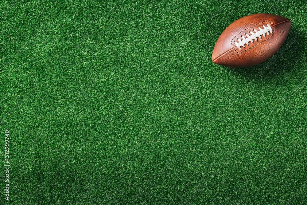 Obraz premium Football is laying on a green field