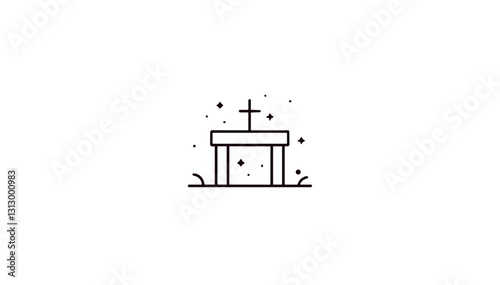 Minimalist altar with cross and sparkling stars