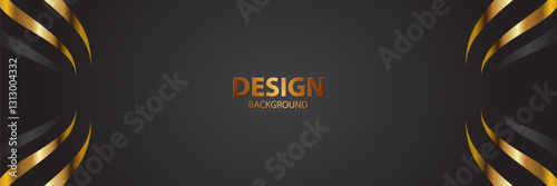 Gold, black curve design background; website header