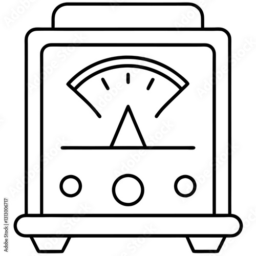 Simple Line Art Voltmeter Vector Illustration – Clipart & Cartoon Design, Minimalist voltmeter line art vector – perfect for clipart, cartoons, and digital designs.