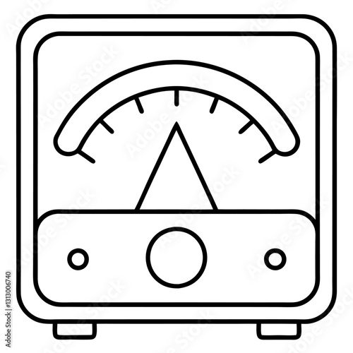 Simple Line Art Voltmeter Vector Illustration – Clipart & Cartoon Design, Minimalist voltmeter line art vector – perfect for clipart, cartoons, and digital designs.