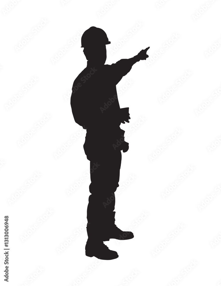 Construction Laborer Silhouette, Construction Worker Silhouette Vector. High-Quality Silhouette Vector