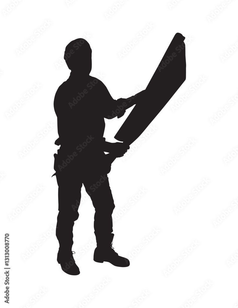 Construction Laborer Silhouette, Construction Worker Silhouette Vector. High-Quality Silhouette Vector