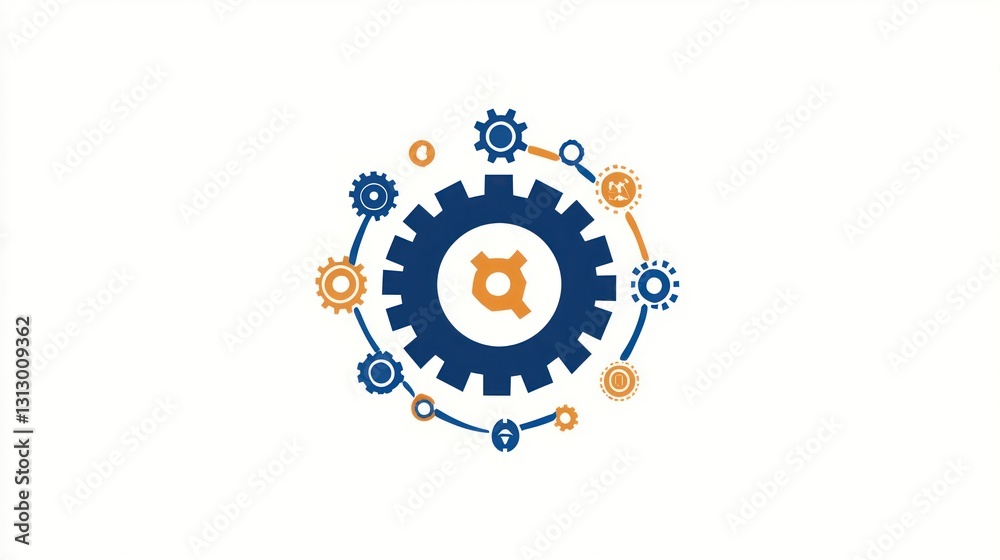 Interconnected gears symbol, engineering concept, futuristic design Interconnected gears symbol, engineering concept, futuristic design