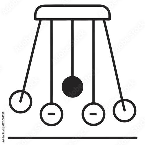 Newton’s Cradle Line Drawing Vector | Minimalist Clipart & Cartoon Illustration,  Minimalist Newton’s cradle line drawing vector illustration for digital use, clipart, and design.