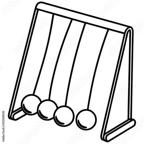 Newton’s Cradle Line Drawing Vector | Minimalist Clipart & Cartoon Illustration,  Minimalist Newton’s cradle line drawing vector illustration for digital use, clipart, and design.