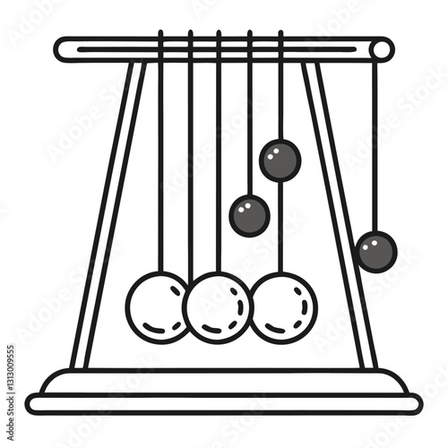 Newton’s Cradle Line Drawing Vector | Minimalist Clipart & Cartoon Illustration,  Minimalist Newton’s cradle line drawing vector illustration for digital use, clipart, and design.