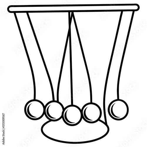 Newton’s Cradle Line Drawing Vector | Minimalist Clipart & Cartoon Illustration,  Minimalist Newton’s cradle line drawing vector illustration for digital use, clipart, and design.