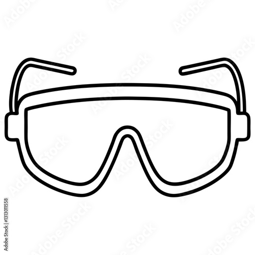 Simple Line Drawing of Laboratory Safety Goggles – Vector Clipart & Line Art Illustration, Minimalist line drawing of lab safety goggles, vector clipart for digital use in science and design.