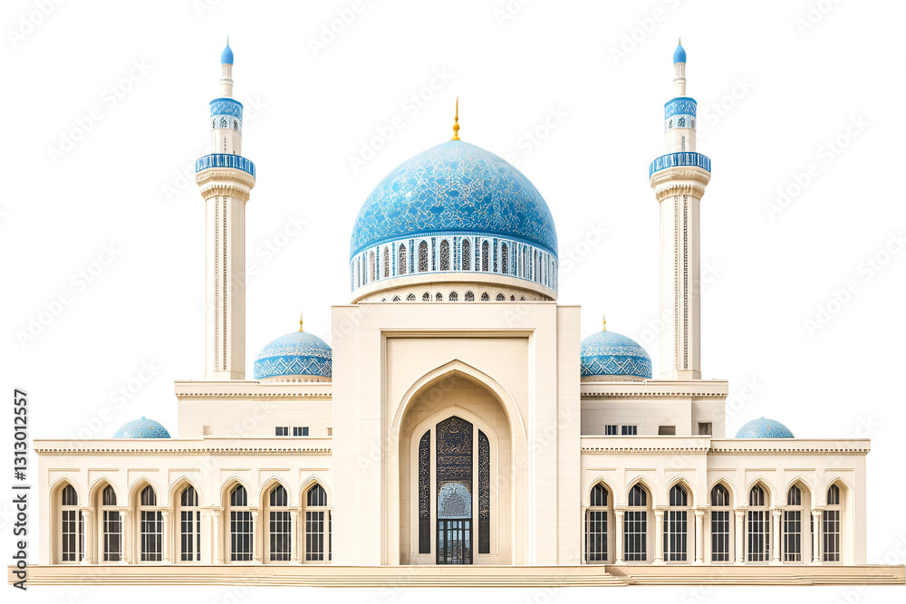 Fototapeta premium Majestic Mosque Stunning Blue Domes Elegant Architecture Peaceful Serenity