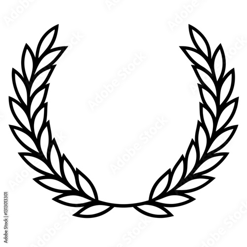 Wallpaper Mural Laurel Wreath Vector | Clipart, Line Art & Cartoon Illustration, Elegant laurel wreath vector illustration, perfect for clipart, line art, cartoons, and digital designs. Torontodigital.ca