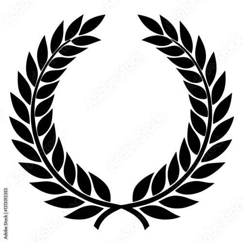 Laurel Wreath Vector | Clipart, Line Art & Cartoon Illustration, Elegant laurel wreath vector illustration, perfect for clipart, line art, cartoons, and digital designs.
