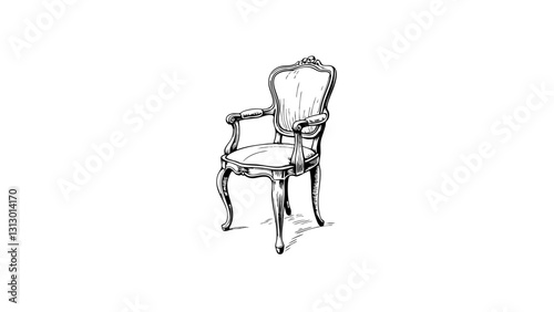 Vintage sketch of an elegant chair on a white background  