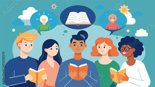 The group explores the power of symbolism in literature and how it can help identify and process subconscious thoughts and feelings.. Vector illustration