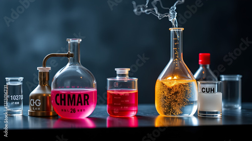 Chemische Reaktion in Erlenmeyerkolben