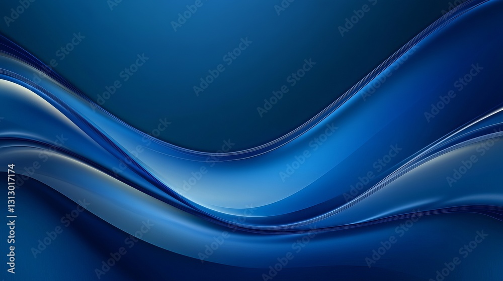 Naklejka premium Abstract Blue Wave Background Design Elegant Smooth Fluid Dynamic Modern Digital Art Graphic Illustration Wallpaper Texture Image for Website Template