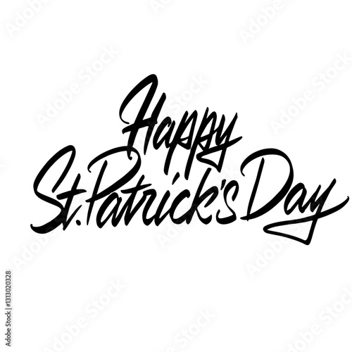 Happy St. Patrick’s Day Bold Lettering. Modern Typography Design. Saint Holiday Banner. Sign Composition. Vector Illustration.