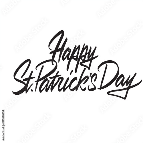 Happy St. Patrick’s Day Bold Lettering. Modern Typography Design. Saint Holiday Banner. Sign Composition. Vector Illustration.
