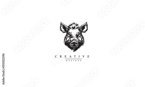 Boar, animal simple vector black icon white background