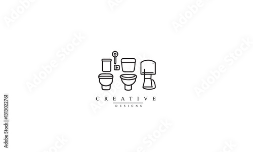 Bathroom, restroom line icon black logo white background