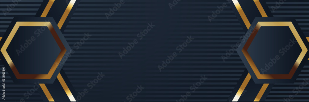 Gold hexagons on dark stripes, abstract backdrop Gold hexagons on dark stripes, abstract backdrop